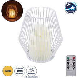GloboStar(R) CANDLE 76488 Διακοσμητικό Realistic Κερί με LED Εφέ Κινούμενης Φλόγας - Μπαταρίας 2 x AA (Δεν Συμπεριλαμβάνονται) & Ασύρματο Χειριστήριο IR Θερμό Λευκό 2700K Dimmable Λευκό Φ14 x Υ16cm