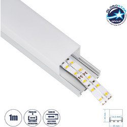 GloboStar(R) SURFACEPENDANT-PROFILE 70864-1M Προφίλ Αλουμινίου - Βάση & Ψύκτρα Ταινίας LED με Λευκό Γαλακτερό Κάλυμμα - Επιφανειακή & Κρεμαστή Χρήση - Πατητό Κάλυμμα - Ασημί - 1 Μέτρο - Μ100 x Π4.5 x