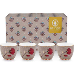 PIP STUDIO - ΣΕΤ/4 ΑΥΓΟΘΗΚΕΣ BLOOMING TALES KHAKI 4.7cm