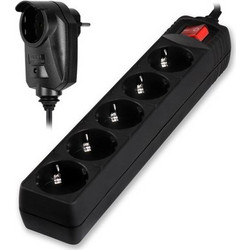 Powertech POWERTECH πολύπριζο ασφαλείας PT-994, 5+1 θέσεων schuko, 16A, 2m, μαύρο