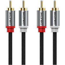 Καλώδιο ήχου 2x RCA σε 2x RCA 3m, μαύρο