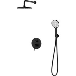RAVENNA Nami 12 Matt Black Wall Set Εντοιχιζόμενη Μπαταρία Λουτρού 2 Εξόδων