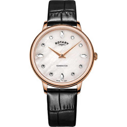 Rotary Kensington Γυναικείο Ρολόι με Ροζ Χρυσό Δερμάτινο Λουράκι LS05174/41