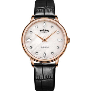 Rotary Kensington Γυναικείο Ρολόι με Ροζ Χρυσό Δερμάτινο Λουράκι LS05174/41