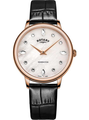 Rotary Kensington Γυναικείο Ρολόι με Ροζ Χρυσό Δερμάτινο Λουράκι LS05174/41
