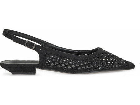 SEVEN SLINGBACK W470V5612A93 - ΜΑΥΡΟ ΚΑΣΤΟΡΙ ΜΑΥΡΟ ΣΤΡΑΣ W470V5612A93-BLACK MF/BLACK STRASS