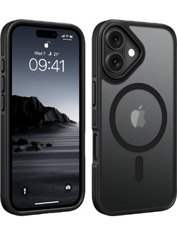 Forcell iPhone 16 Plus MagSafe Color Edge Θήκη Με Πλαίσιο Σιλικόνης Διάφανη - Black