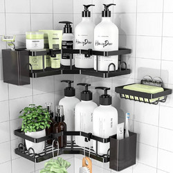 Shower 85627 Γωνιακή Επιτοίχια Ραφιέρα Μπάνιου Μεταλλική Μαύρη