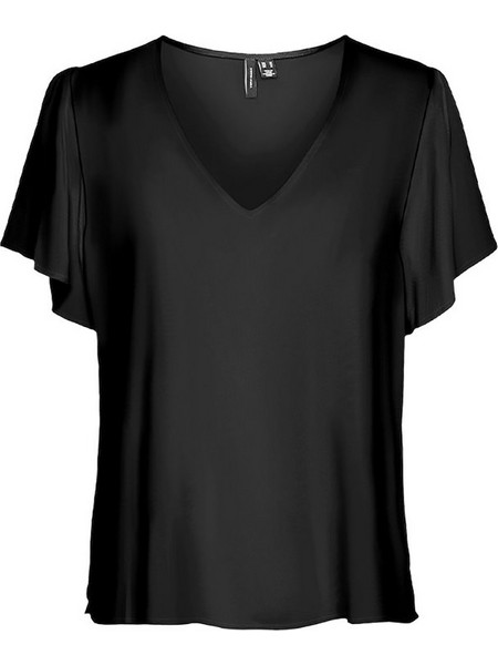 VERO MODA VMEASY JOY V-NECK SS BLOUSE WVN GA 10307987-BLACK Black