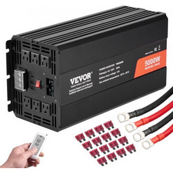 VEVOR Modified Sine Wave Inverter, 5000W, DC 12V σε AC 230V Μετατροπέας ρεύματος με 2 πρίζες AC 2 θύρα USB 1 θύρα Type-C, οθόνη LCD και τηλεχειριστήριο για οικιακές συσκευές υψηλού φορτίου, πιστοποίησ