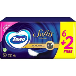 Zewa Softis Original 4φυλλα Χαρτομάντηλα Τσέπης 6+2 τεμάχια