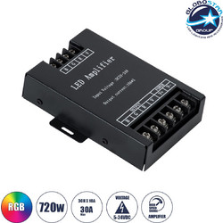 GLOBOSTAR(R) RGBAMPLIFIER 73393 DC Ενισχυτής Ισχύος & Σήματος Υψηλής Ταχύτητας με 3 x 10A 240W Κανάλια DC 5-24V 30A 720W Max IP20 - Μ11 x Π9 x Υ2.5cm