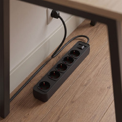 Πολύπριζο Philips - 5x Schuko - Με Διακόπτη On/Off - Παιδική Προστασία - Καλώδιο 1.5m - Μαύρο 1150102-0028