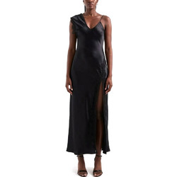 Topshop Clari Midi Φόρεμα Σατέν One Shoulder Μαύρο