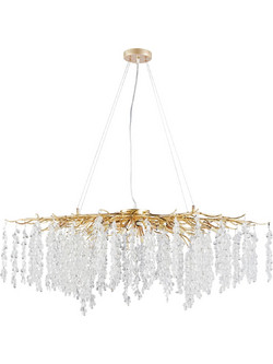 Artekko Chandelier Aura Πολυέλαιος 15φωτος G9 με Διάφανα Κρύσταλλα (110x60)cm