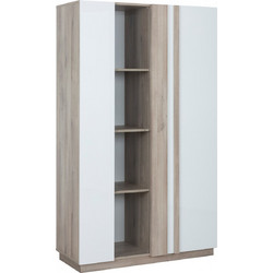 Aston Βιτρίνα με 2 Πόρτες 109x46x180εκ. Light kronberg oak / Λευκή λάκα