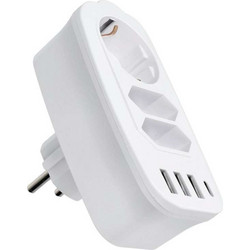 Power Strip E59 - Πολύπριζο 3 Υποδοχών (Max 16A) και Υποδοχές 3x USB-A / 1x Type-C 25W σε Άσπρο Χρώμα