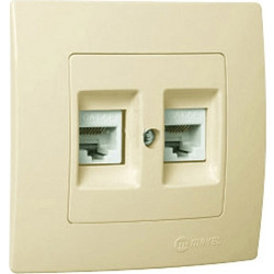 Makel Lillium Διπλή Πρίζα Δικτύου Data RJ45 Cat5 Μπεζ (32010036)