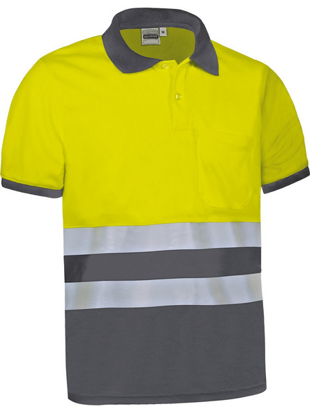 Polo Υψηλής Ορατότητας Κοντομάνικο DELAWARE Valento Fluo Yellow-Charcoal Grey