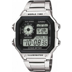 Casio Ψηφιακό Ανδρικό Ρολόι Χρονογράφος με Ασημί Μεταλλικό Μπρασελέ AE-1200WHD-1AVCF