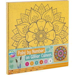 Moxy Ζωγραφική με Νούμερα Glitter Τελάρο 25x25cm με 6 Χρώματα & Πινέλα Λουλούδι