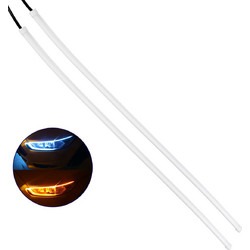 GloboStar(R) 81725 Σετ 2 ΕΛΑΣΤΙΚΑ - FLEXIBLE DRL + FLASH TURN LIGHT LED CREE COB 60cm 12W 1800lm 360 DC 12V Αδιάβροχα IP65 Πορτοκαλί - Ψυχρό Λευκό 6000K