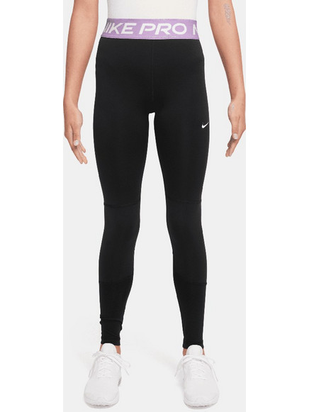 Nike Pro Παιδικό Μακρύ Κολάν DA1028-022 BLACK/VIOLET STAR/(WHITE)
