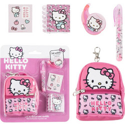 Hello Kitty Pink Σετ Μπρελόκ με Μικρό Τσαντάκι 5 Τεμαχίων