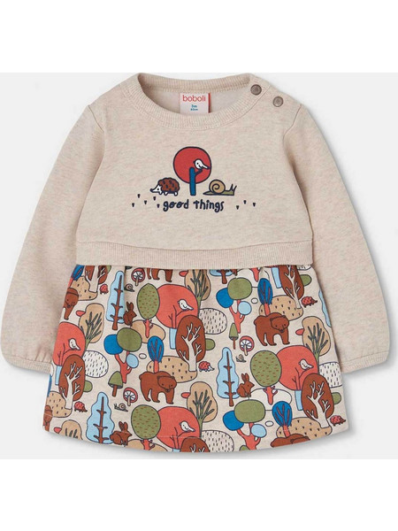 Boboli βρεφικό φόρεμα με forest print - 134031 Μπεζ