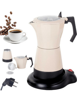 Moka Pot Ηλεκτρικό 300ml 480W για 6 Φλιτζάνια Μπεζ