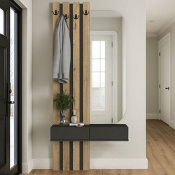 Έπιπλο εισόδου χρώμα ανθρακί - sepet oak 90x27x205,6εκ