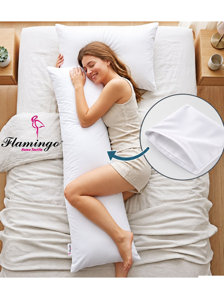 Μαξιλαροθήκη λευκή Σχ.Body pillow 52x162cm poly/cotton