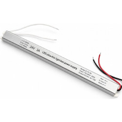VenCore 6614-50008 - Aluminium Ultra Slim Power Supply 72W 24V 3A - Τροφοδοτικό Αλουμινίου Εξαιρετικά Λεπτού Προφίλ 230 Volt σε 24 Volt 72 Watt 3 Ampe