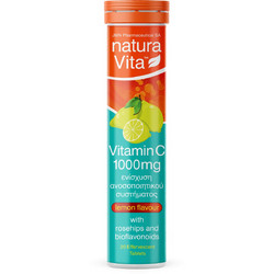 Natura Vita Vitamin C 1000mg Lemon 20 Αναβράζοντα Δισκία