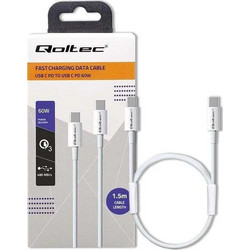 Qoltec USB-C to USB-C 60W 1.5m White 52360