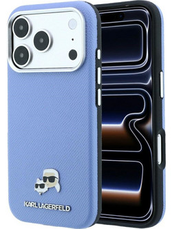 Karl Lagerfeld Grained Heads Metal MagSafe Θήκη Blue (iPhone 18 Pro / 17 Pro)