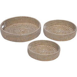 Liberta-Maison Nile Δίσκος Set 3ΤΜx 43x43x10cm Kansgrass Φυσικό Λευκό PVC 027410