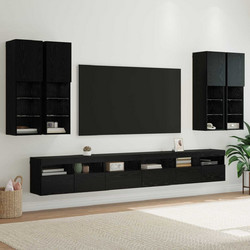 vidaXL Σετ τοίχου για τηλεόραση 7 τεμ. 100x30x40cm Μαύρη Οξυά