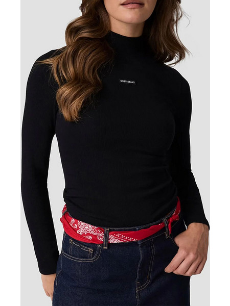 GUESS JEANS GJ PATCH LS MOCK NECK RIB TOP ΜΠΛΟΥΖΑ ΓΥΝΑΙΚΕΙΟ W6BP06K5471-JBLK Black