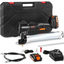 VEVOR Cordless Grease Gun, 20-Volt, 10,000 PSI, 39" Long Hose, Electric Grease Gun Kit Professional High Pressure Battery Powered Grease Gun with Carrying Case, Battery and Charger Included, Black