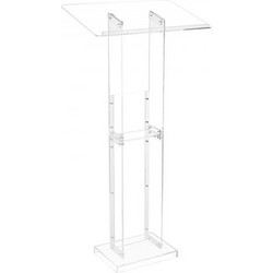 VEVOR Podium Stand, 1265 mm Acrylic Lectern, Portable Laptop Desk with Wide Reading Surface and Storage Shelf, Book Stopper, Floor-Standing, for Classroom, Wedding, Conference, Lecture and Concert
