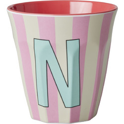 Rice - Melamine Cup with the Letter N - Blue and Pink - Medium - 250 ml