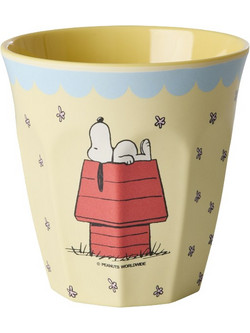 Rice - Melamine Cup with Cream Snoopy Print - Cream and Yellow - Medium - 250 ml