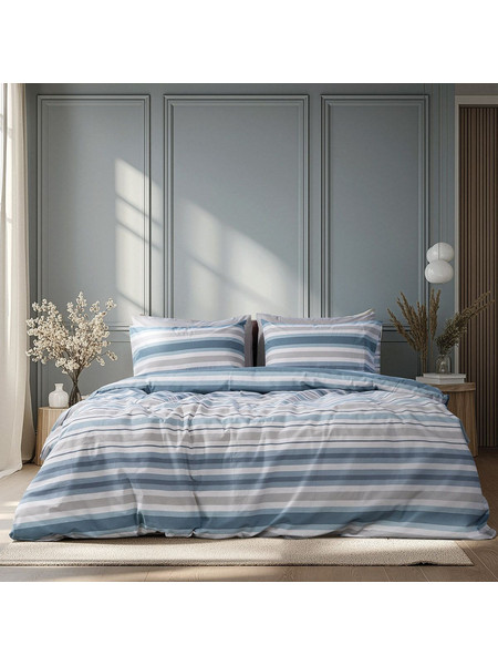 Beauty Home Σετ Πάπλωμα υπέρδιπλο Moments Αrt 12561 220x240 Σιέλ,Γκρι