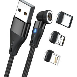 RealPower Magnetic USB to Lightning / Type-C / micro USB Cable Μαύρο 2m (439643)