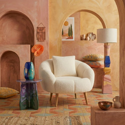 Wing Chair Lida - White HC Fabric: 100% Wellsoft