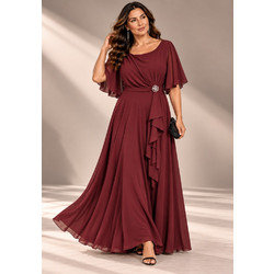 plus size αέρινο σιφόν φόρεμα Leila μπορντώ
