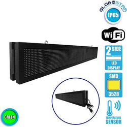 GLOBOSTAR(R) DISPLAY 90312 Κυλιόμενη Ψηφιακή Επιγραφή P10 Διπλής Όψης LED AC 220-240V Αδιάβροχο IP65 Πράσινο - WiFi Control μέσω FK APP - Αισθητήρας Θερμοκρασίας & Υγρασίας - Μ168 x Π12 x Υ24cm