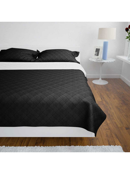 130887 Double-sided Quilted Bedspread Black/White 220 x 240 cm