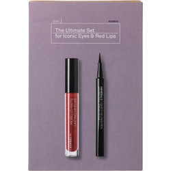 Korres Set Minerals Liquid Eyeliner Pen 01 Black 1ml & Morello Lip Fluid 59 Brick Red 3.4ml